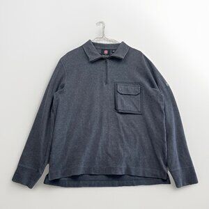 Victorinox Tech Sweater Men’s Sz L Gray 1/4 Zip Pullover Pocket Outdoor Casual